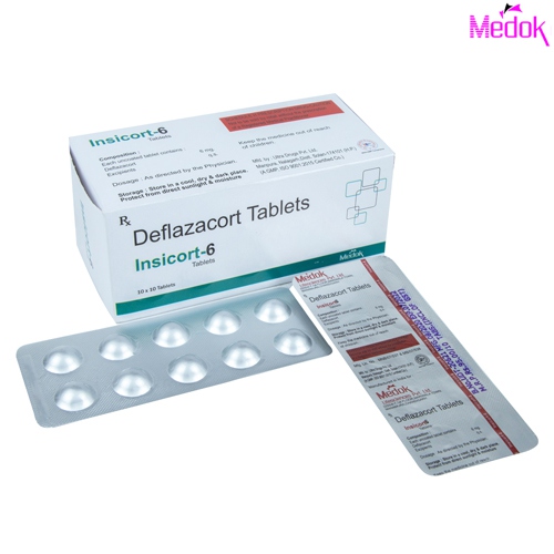 Product Name: Insicort 6, Compositions of Insicort 6 are Deflezacort 6mg (Alu-Alu) - Medok Life Sciences Pvt. Ltd