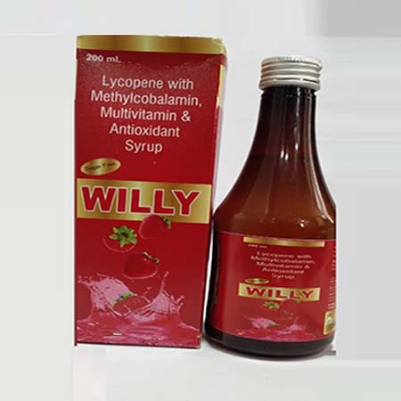 Product Name: Willy, Compositions of Willy are Lycopene,Methylcobalamin,Multivitamins,Multiminerals & Antioxidant Syrup - Biotanic Pharmaceuticals
