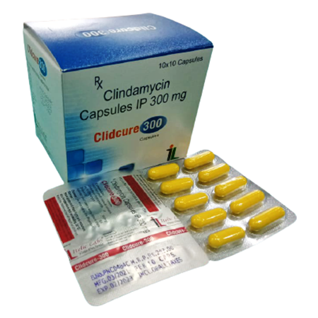 Product Name: CLIDCURE 300, Compositions of CLIDCURE 300 are Clindamycin Capsules IP 300mg - Itelic Labs