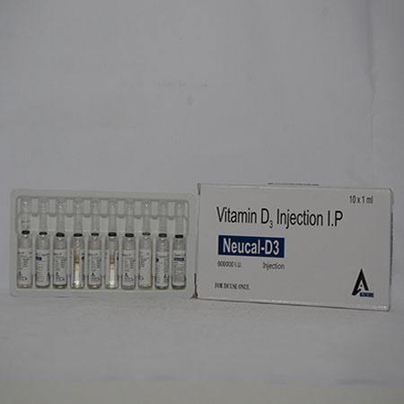 Product Name: NEUCAL D3, Compositions of NEUCAL D3 are Vitamin D3 Injection IP - Alencure Biotech Pvt Ltd