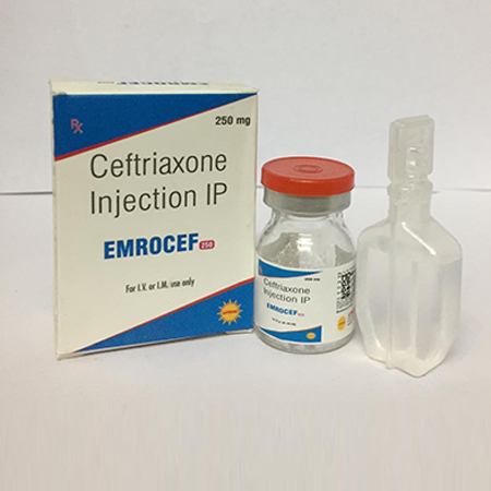 Product Name: EMROCEF 250, Compositions of EMROCEF 250 are Ceftriaxone Injection IP - Apikos Pharma