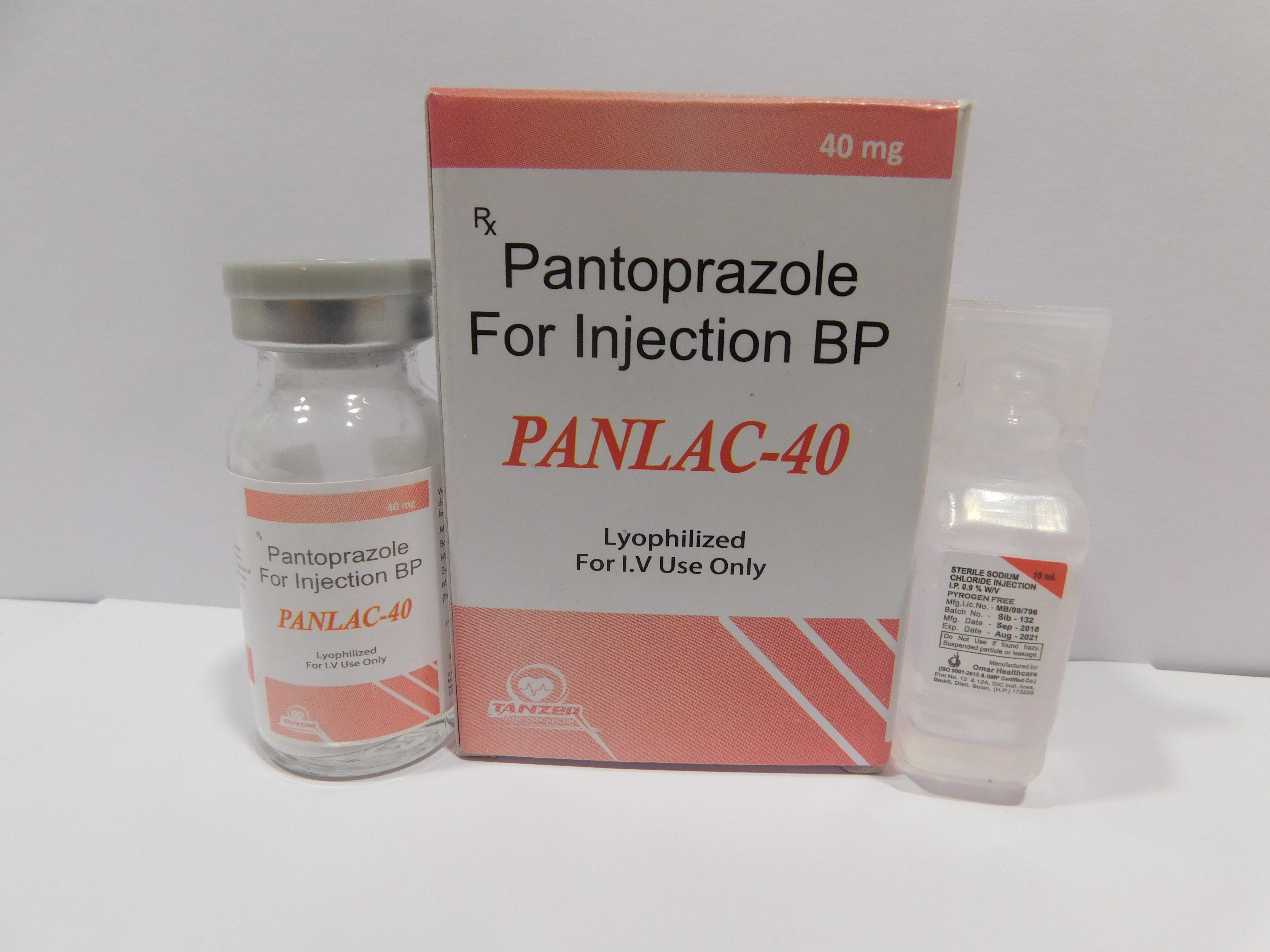 Product Name: PANLAC 40, Compositions of PANLAC 40 are Pantoprazole for Injection BP - Tanzer Lifecare Private Limited