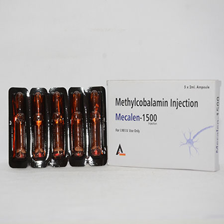 Product Name: MECALEN 1500, Compositions of MECALEN 1500 are Methylcobalamin Injection - Alencure Biotech Pvt Ltd