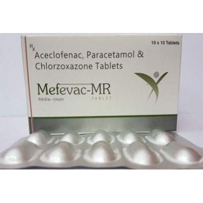 Product Name: Mefevac mr, Compositions of Mefevac mr are Aceclofenac, Paracetamol & Chlorzoxazone Tablets - Cubic Lifesciences Private Limited
