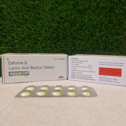 Product Name: Ropcef LB, Compositions of Ropcef LB are Cefixime & Lactic Acid Bacillus Tablets - Medizec Laboratories