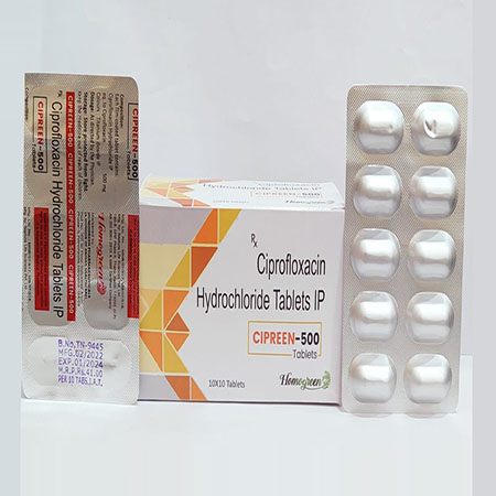 Product Name: Cipreen 500, Compositions of Cipreen 500 are Ciprofloxacian Hydrochloride Tablets Ip - Abigail Healthcare