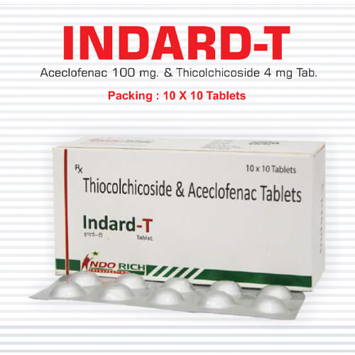 Product Name: Indard T, Compositions of Indard T are Thiocolchicoside & Aceclefenac Tablets - Pharma Drugs and Chemicals
