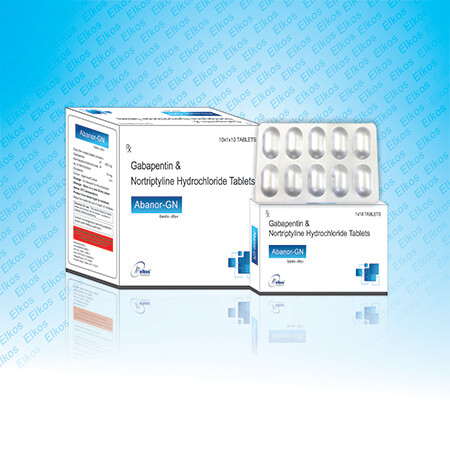 Product Name: Abanor GN, Compositions of Abanor GN are Gabpentin & Nortriptyline Hydrochloride Tablets - Elkos Healthcare Pvt. Ltd
