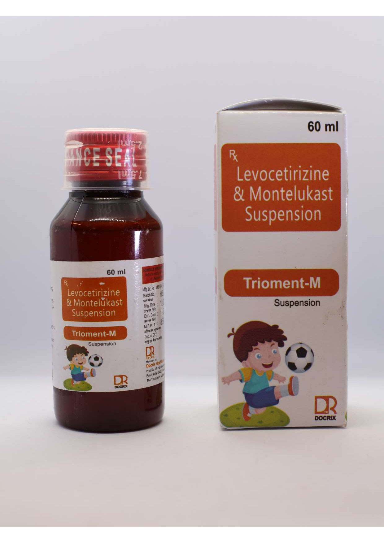 Product Name: Trioment M, Compositions of Trioment M are Levocetirizine & Montelukast Suspension - Docrix Healthcare