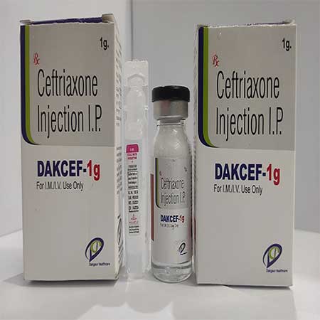 Product Name: Dakcef 1 g, Compositions of Dakcef 1 g are Ceftriaxone Injection IP - Dakgaur Healthcare