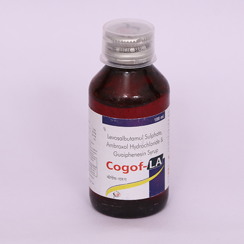 Product Name: COGOF LA, Compositions of COGOF LA are Levosalbutamol, Sulphate, Ambroxol HCL & Guaiphensin Syrup - Biomax Biotechnics Pvt. Ltd