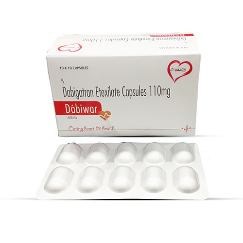 Product Name: Dabiwar, Compositions of Dabiwar are Dabigatron Etexilate Capsules 110 mg - Arlak Biotech