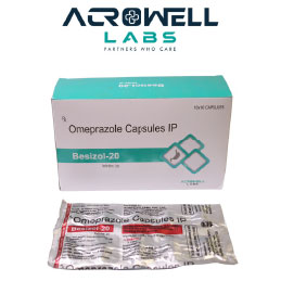 Product Name: Besizol 20, Compositions of Besizol 20 are Omeprazole  Capsules IP - Acrowell Labs Private Limited