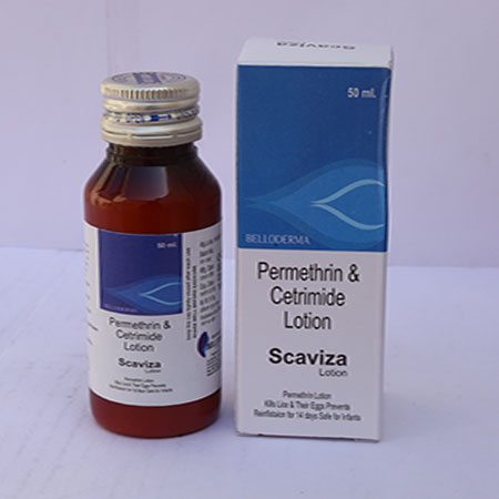 Product Name: Scaviza, Compositions of Scaviza are Permethrin & Cetrimide Lotion - Eviza Biotech Pvt. Ltd