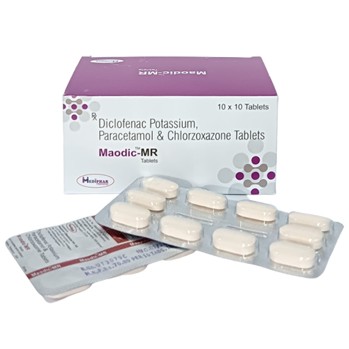 Product Name: Maodic MR, Compositions of Maodic MR are Diclofenac Potassium Paracetamol and Chlorzoxazone Tablets - Mediphar Lifesciences Private Limited