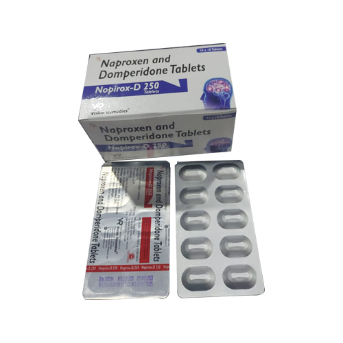 Product Name: NOPIROX D 250, Compositions of NOPIROX D 250 are Naproxen Domperidone Tablets - Tecnex Pharma