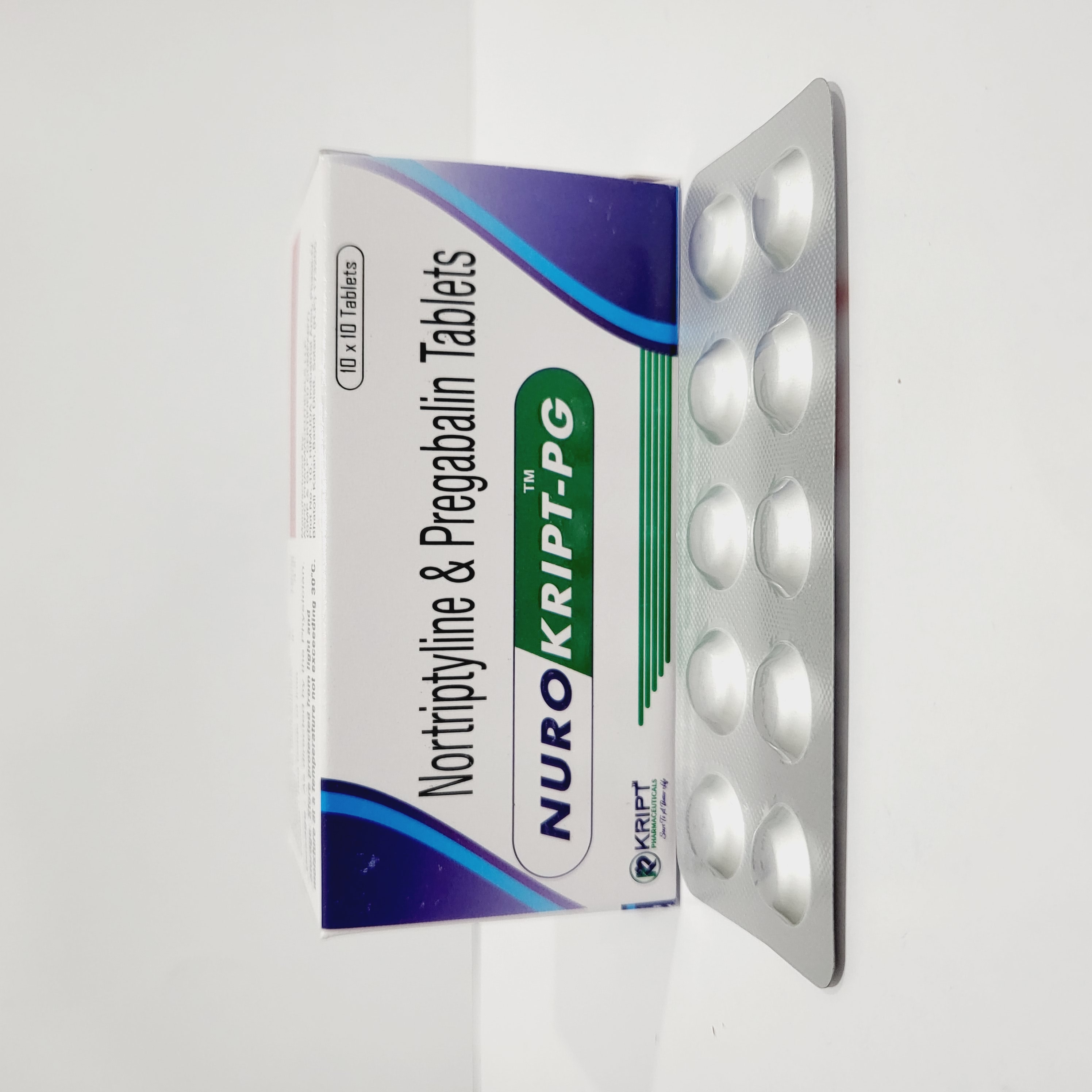 Product Name: NuroKript PG, Compositions of NuroKript PG are Nortriptyline & Pregabalin tablets - Kript Pharmaceuticals