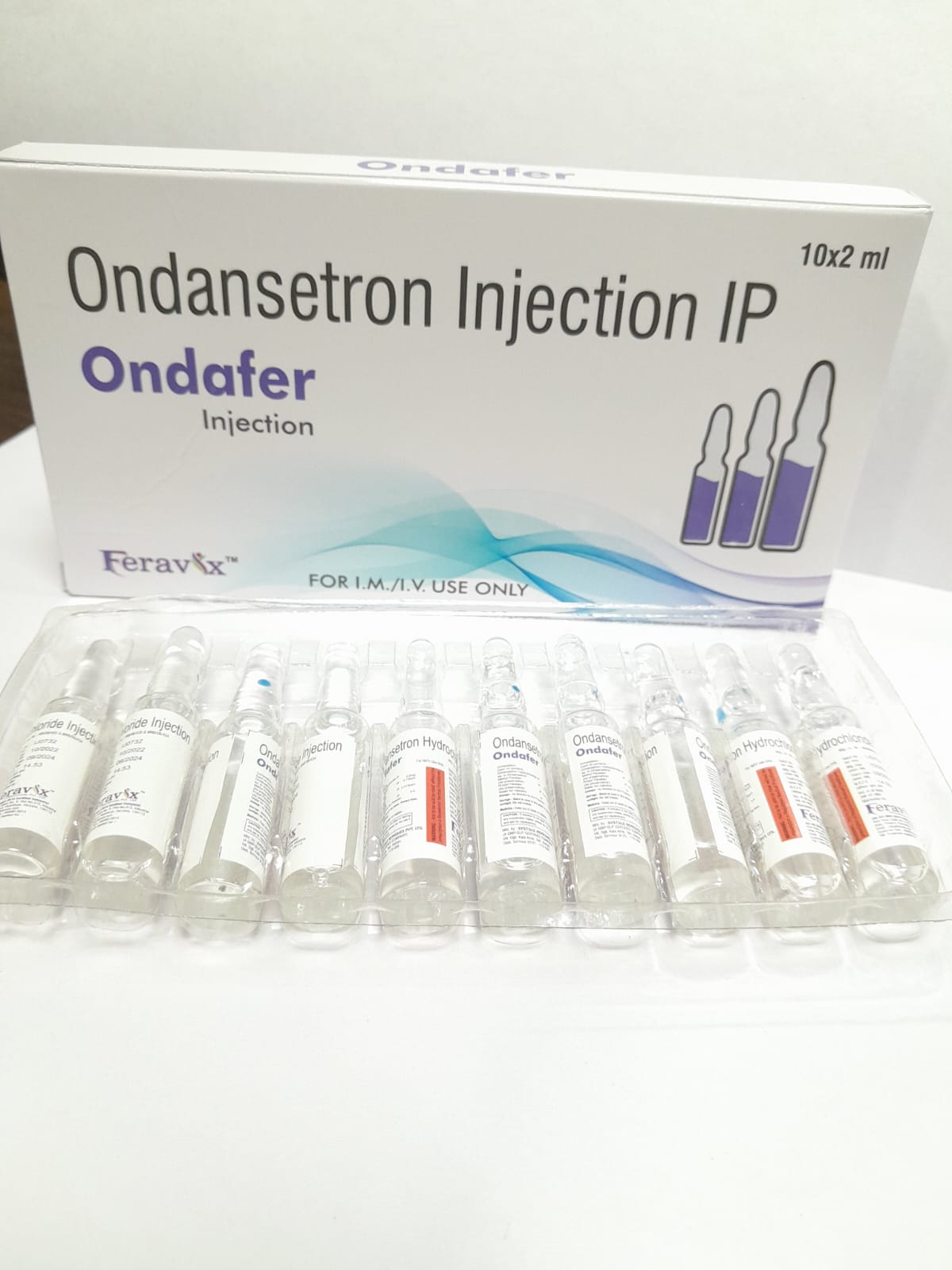 Product Name: ONDAFER Injection, Compositions of ONDAFER Injection are ONDANSETRON 2MG/ML - Feravix Lifesciences
