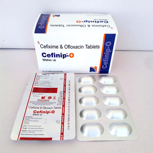Product Name: Cefinip O, Compositions of Cefinip O are Cefixime & Ofloxacin Tablets - Nova Indus Pharmaceuticals