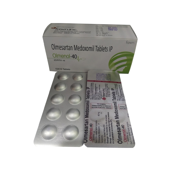 Product Name: OLMENOL 40, Compositions of OLMENOL 40 are Olmesartan Medomexil 40 mg - Fawn Incorporation