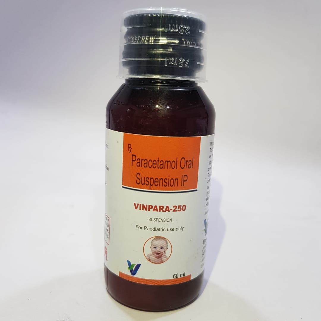 Product Name: Vinpara 250, Compositions of Vinpara 250 are Paracetamol Oral Suspension IP - Vindcare Lifesciences