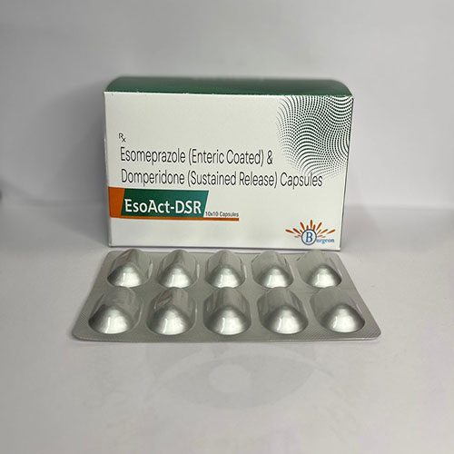 Product Name: EsoAct Dsr, Compositions of EsoAct Dsr are Esomeprazole Sodium(Enteric Coated) & Domperidone (Sustained Release) Capsules - Burgeon Health Series Pvt Ltd