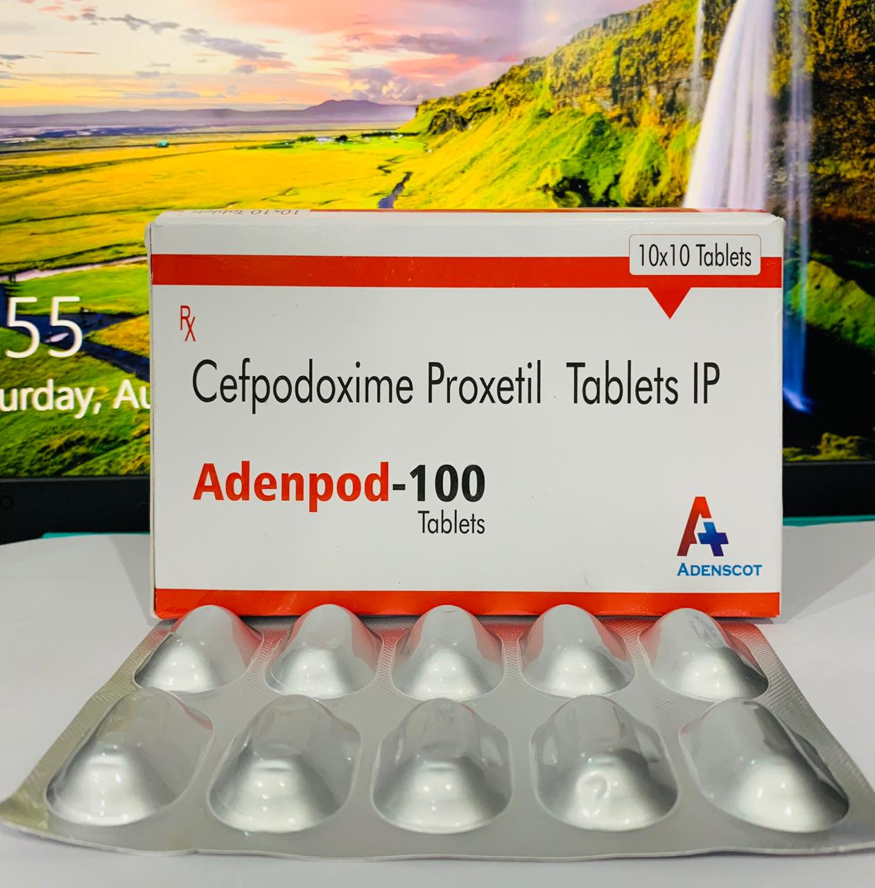 Product Name: Adenpod 100, Compositions of Adenpod 100 are Cefixime Proxetil Tablets IP - Adenscot Healthcare Pvt. Ltd.