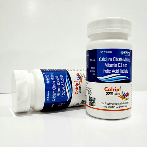 Product Name: Calript, Compositions of Calript are Calcium Citrate malate Vitamin D3 and Folic Acid tablets - Kript Pharmaceuticals