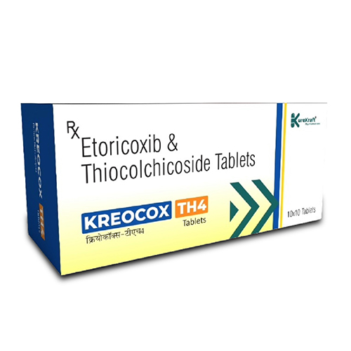 Product Name: KreocoxTH4, Compositions of KreocoxTH4 are Etoricoxib & Thiocolchicoside Tablets - KureKraft Pharmaceuticals