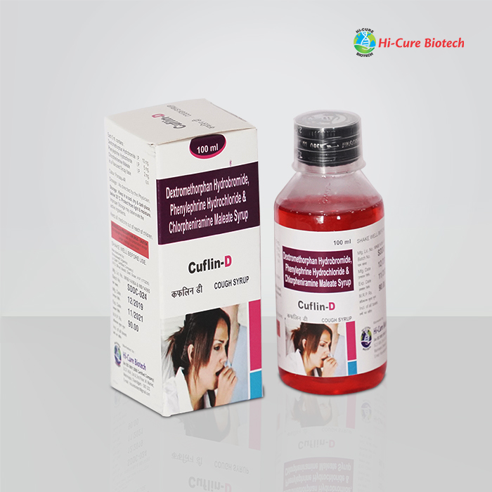 Product Name: CUFLIN D, Compositions of CUFLIN D are DEXTROMETHORPHAN 10 MG + PHENYL EPHERINE 5 MG + CPM + MENTHOL 0.5 MG - Reomax Care