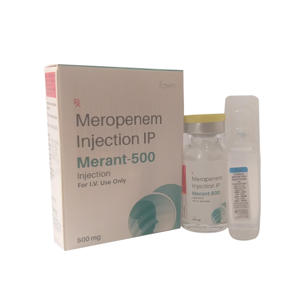 Product Name: MERANT 500, Compositions of MERANT 500 are Meropenem 500 mg - Fawn Incorporation