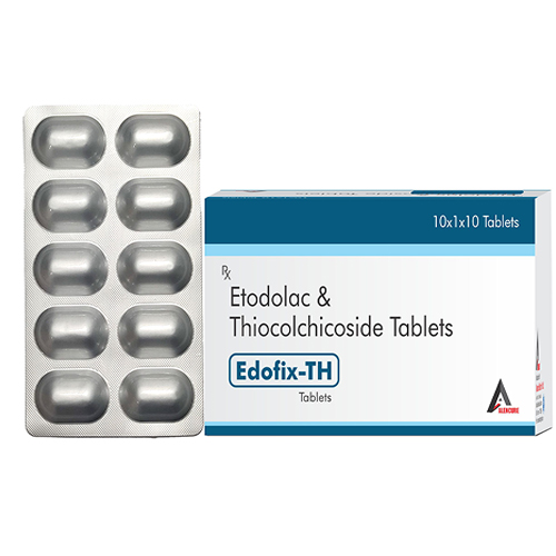 Product Name: Edofix TH, Compositions of Edofix TH are Etodolac & Thiocolchicoside Tablets - Alencure Biotech Pvt Ltd