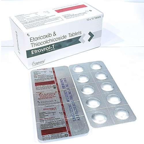 Product Name: EtrovroL T, Compositions of EtrovroL T are Etoricoxib and Thiocolchicoside Tablets  - Euphony Healthcare