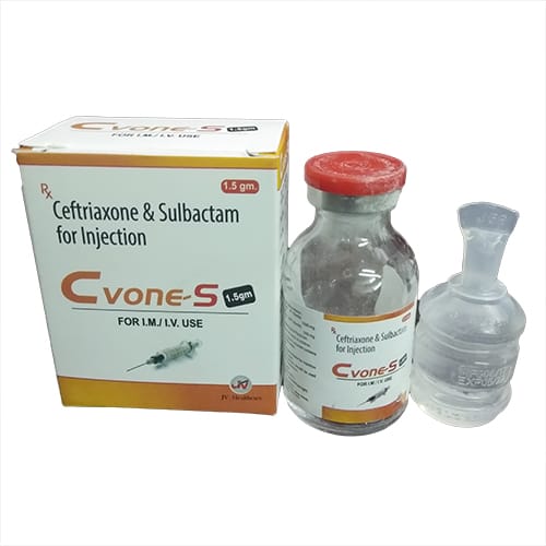 Product Name: CVONE S 1.5gm Injection, Compositions of CVONE S 1.5gm Injection are Ceftriaxone1000mg  - Sulbactum500 - JV Healthcare