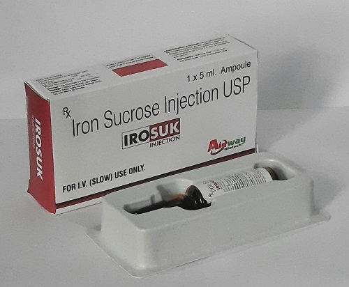 Product Name: Irosuk, Compositions of Irosuk are Iron Sucrose Injection USP - Aidway Biotech
