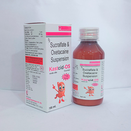 Product Name: KASTCID OS, Compositions of KASTCID OS are Sucralfate & Oxetacaine Suspension - Novalab Health Care Pvt. Ltd