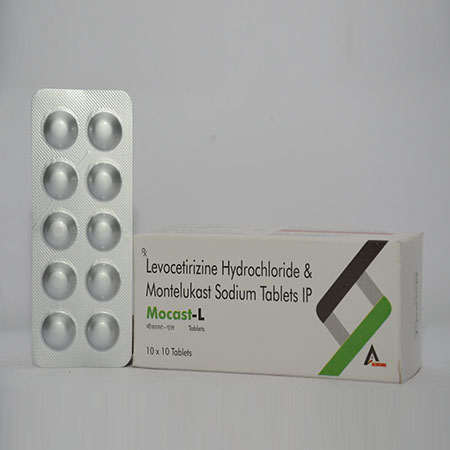 Product Name: MOCAST L, Compositions of MOCAST L are Levocetrizine Hydrochloride & Montelukast Sodium Tablets IP - Alencure Biotech Pvt Ltd