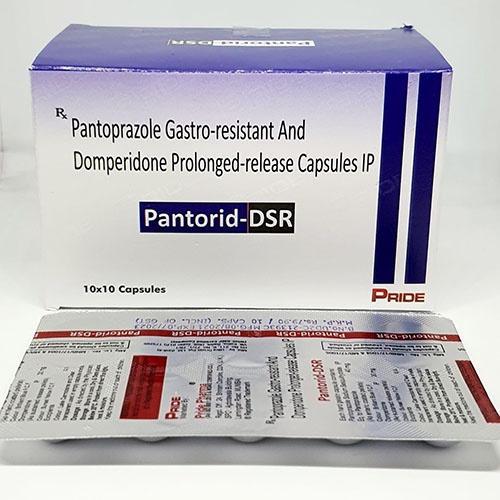 Product Name: Pantorid DSR, Compositions of Pantorid DSR are Pantaprazole Gastro Resitant  & Domperidone Prolonged Release Capsules IP - Pride Pharma
