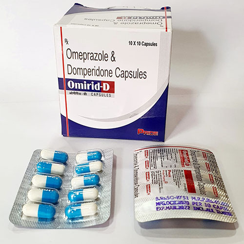 Product Name: Omirid D, Compositions of Omirid D are Omeprazole & Domperidone Capsules - Pride Pharma