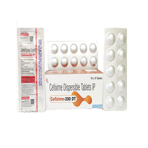 Product Name: CEFIZIME 200 DT, Compositions of CEFIZIME 200 DT are Cefixime Dispersible Tablets IP - Bluepipes Healthcare
