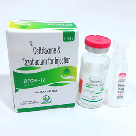 Product Name: ZIFCEF TZ, Compositions of ZIFCEF TZ are Ceftriaxone & Tazobactam For Injection - Ozenius Pharmaceutials