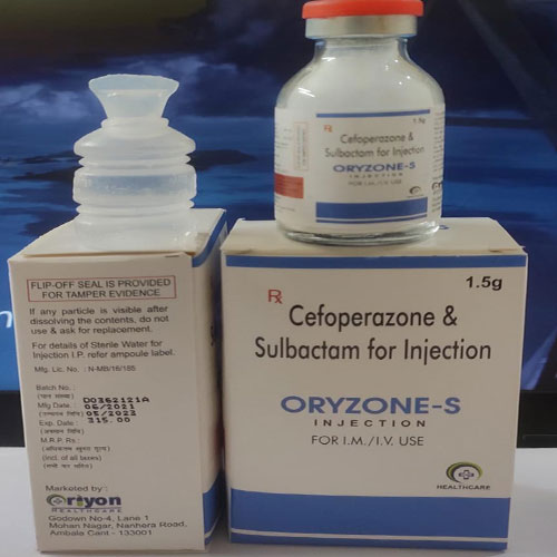 Product Name: Oryzone S, Compositions of Oryzone S are Cefoperazone & Sulbactam - Oriyon Healthcare
