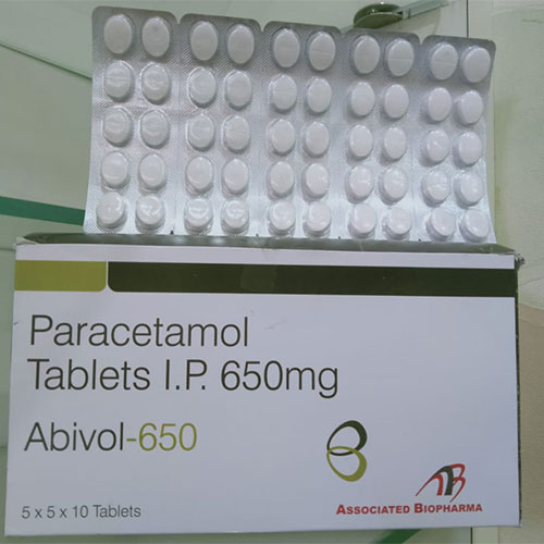Product Name: Abivol 650, Compositions of Abivol 650 are Paracetamol - Associated Biopharma