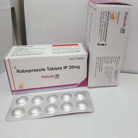 Product Name: Rabnik 20, Compositions of Rabnik 20 are Rabeprazole Tablets I.P. 20 mg - Biotanic Pharmaceuticals