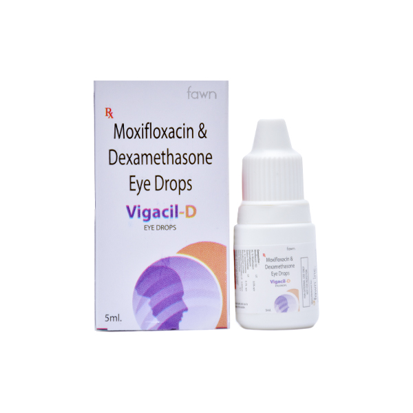 Product Name: VIGACIL D, Compositions of Moxifloxacin & Dexamethasone Solution are Moxifloxacin & Dexamethasone Solution - Fawn Incorporation