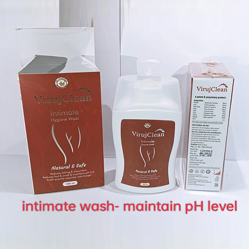 Product Name: VirujClean, Compositions of VirujClean are Intimate Hygiene Wash-maintain PH level - DP Ayurveda