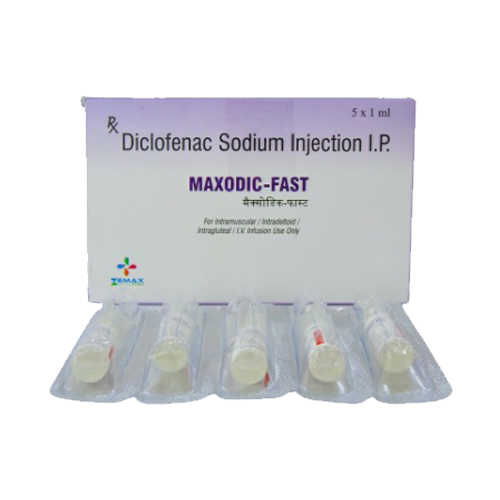 Product Name: Maxodic fast, Compositions of Maxodic fast are Diclofenac Sodium Injection I.P - Zemax Pharma