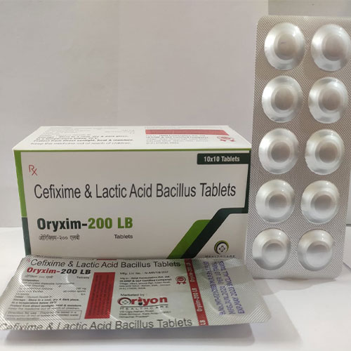 Product Name: Oryxim 200LB, Compositions of Oryxim 200LB are Cefixime & Lactic Acid Bacillus - Oriyon Healthcare