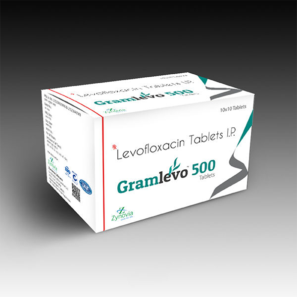 Product Name: Gramlevo 500, Compositions of Gramlevo 500 are Levofloxacin Tablets I.P - Zynovia Lifecare