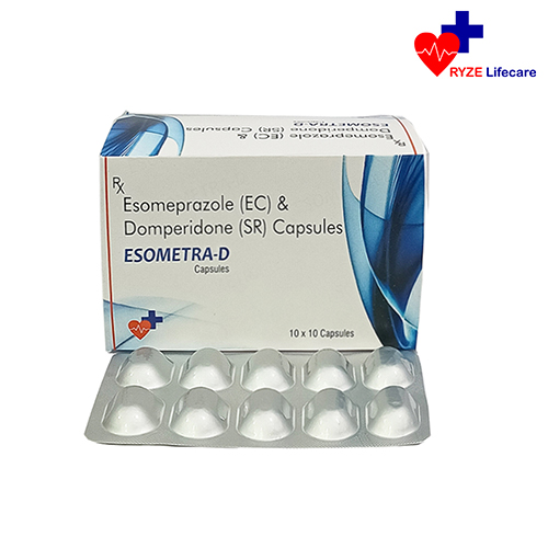 Product Name: ESOMETRA D, Compositions of ESOMETRA D are Esomeprazole (EC) & Domperidone (SR) Capsules  - Ryze Lifecare